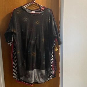 LuLaRoe Black Tunic with Colorful Patterns